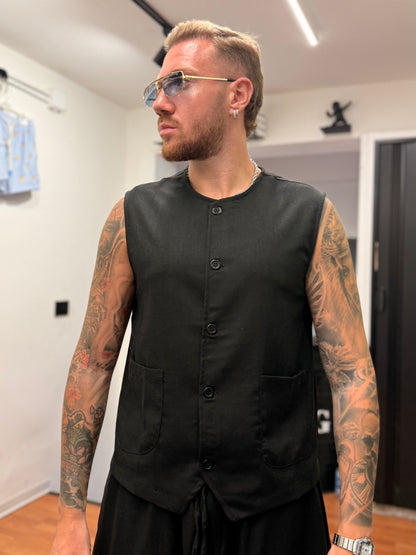 COORDINATO DUBAI NERO IN LINO