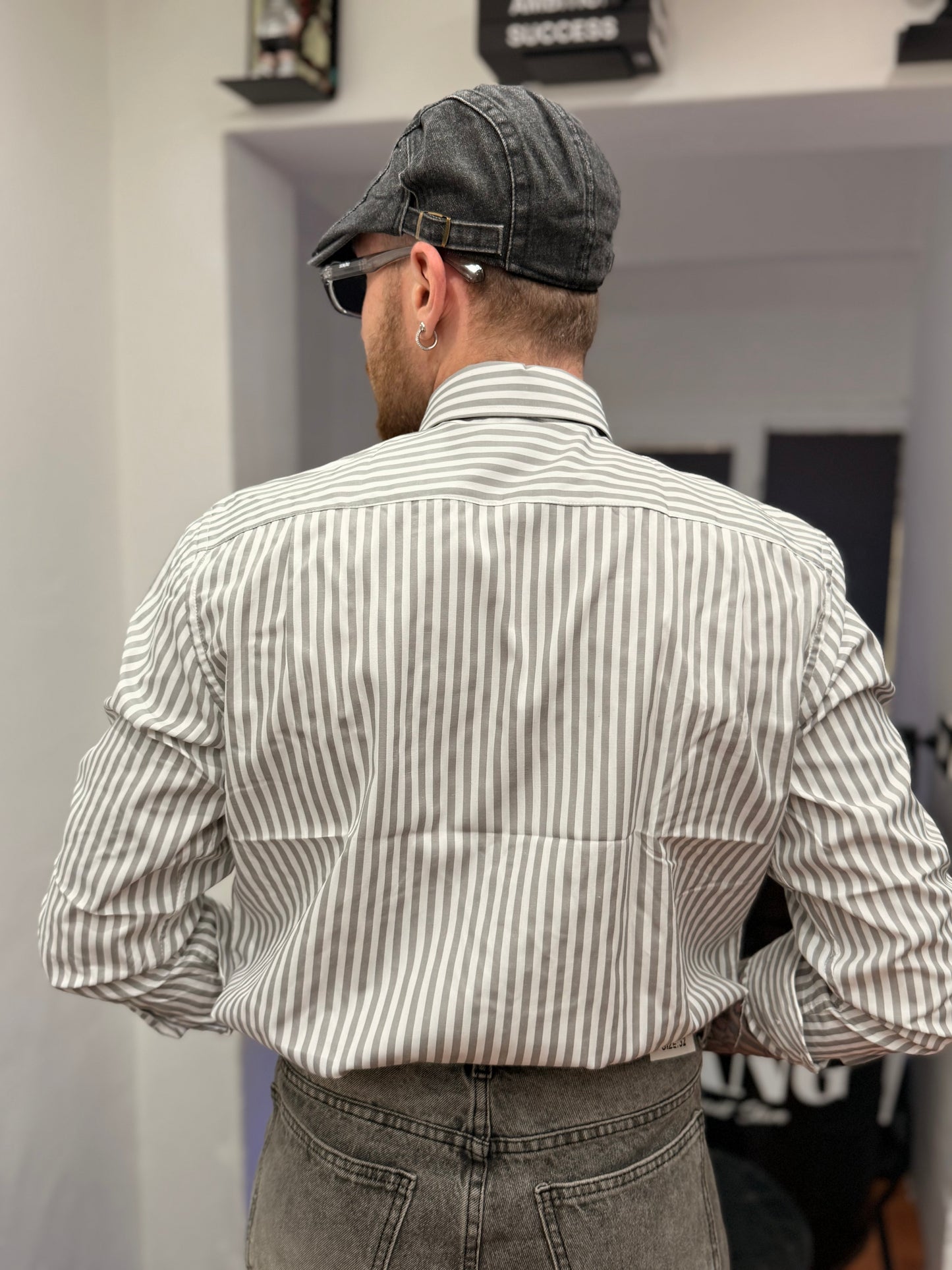 CAMICIA A RIGHE GRIGIA