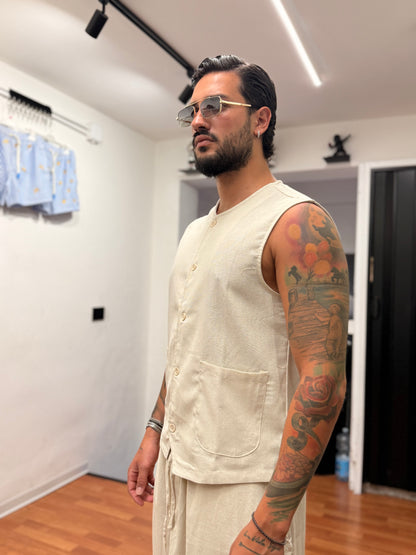 COORDINATO DUBAI BEIGE IN LINO