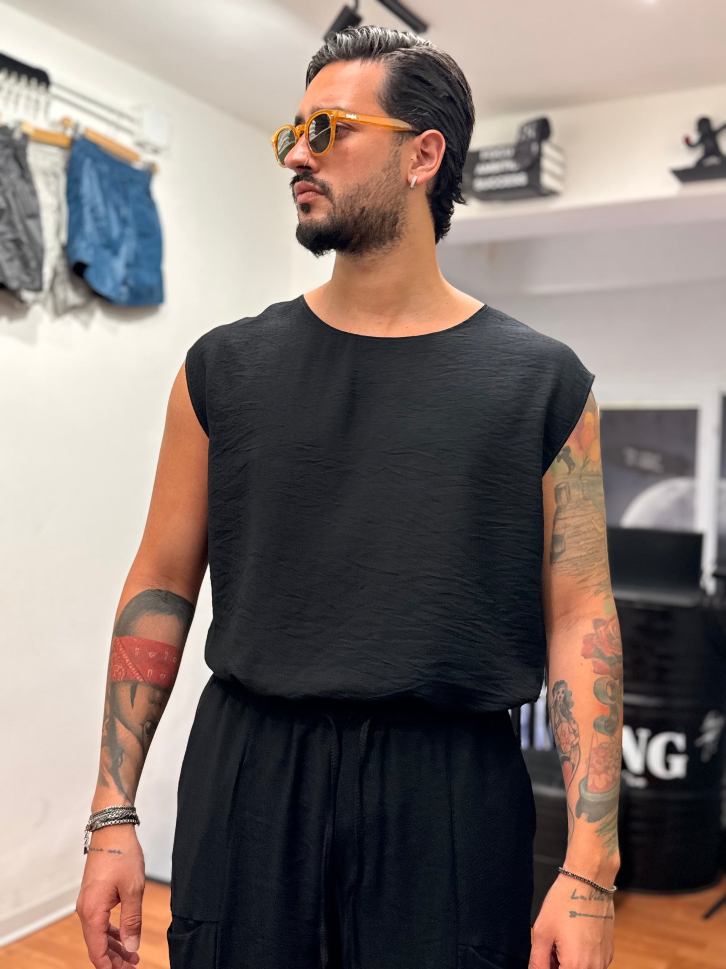 COORDINATO TALUM NERO IN LINO
