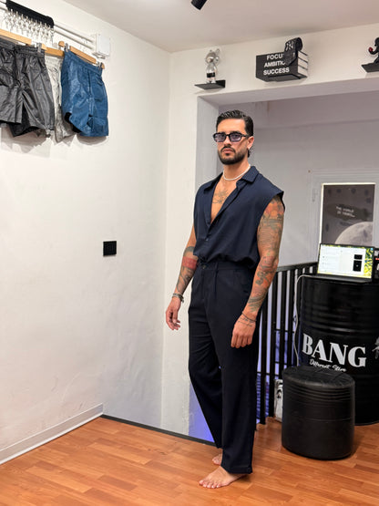 COORDINATO TOKYO IN LINO BLU