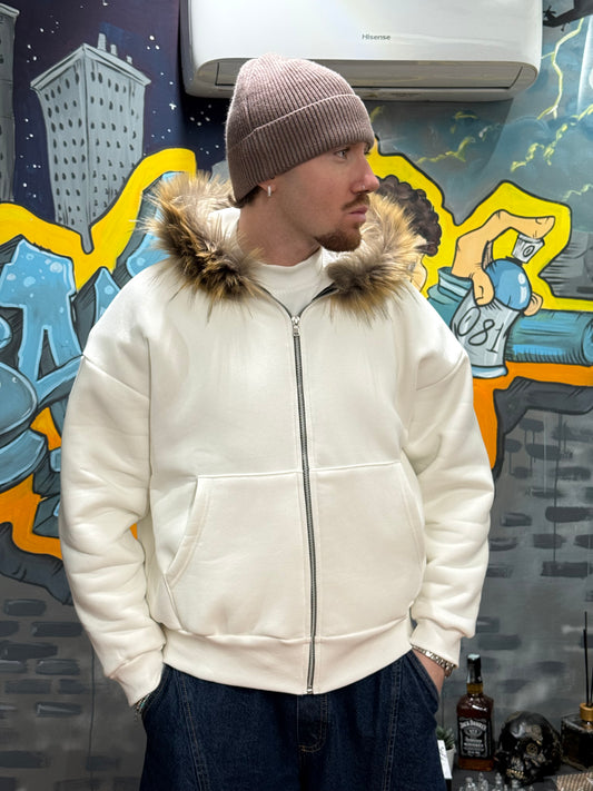 HOODIE ALPHA CROP PANNA