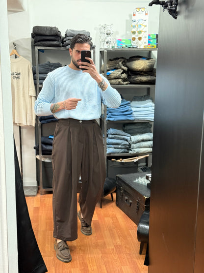 MAGLIONCINO CROP TRAFORATO CELESTE