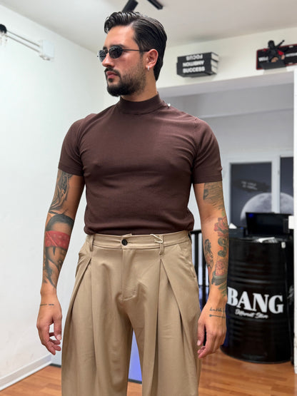 T-SHIRT MEZZO COLLO IN FILO