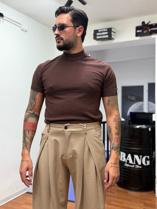 T-SHIRT MEZZO COLLO IN FILO
