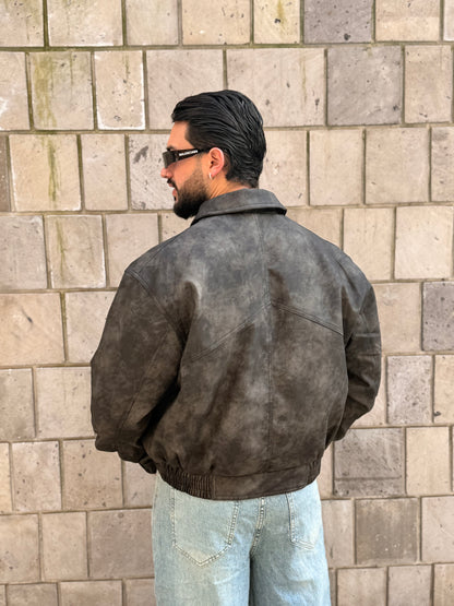 JACKET CROP MARMORIZZATO NERO