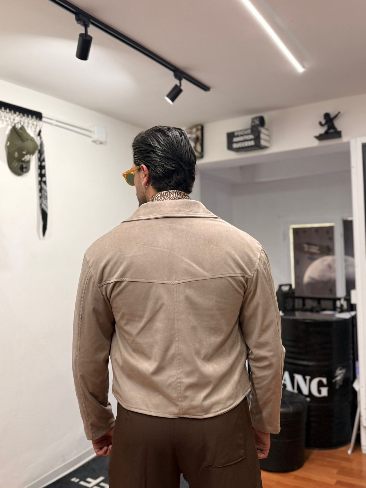 JACKET CROP CAMOSCIO BEIGE