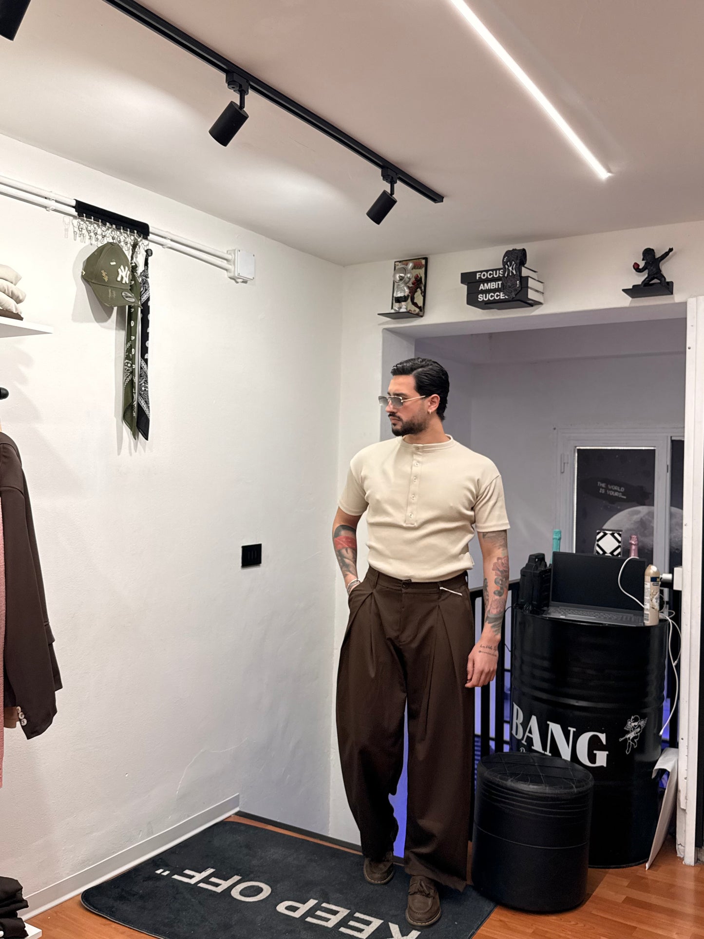 T-SHIRT SERAFINO A COSTE BEIGE
