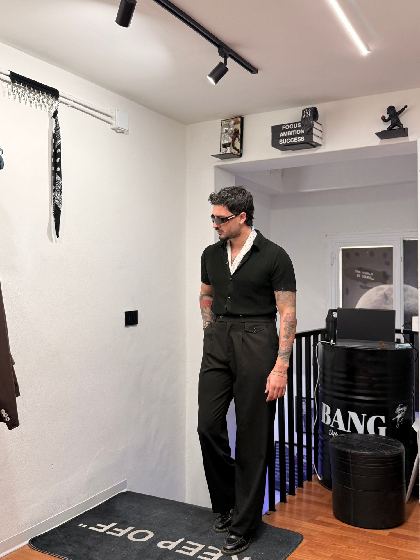 CARDIGAN-POLO IN FILO NERO