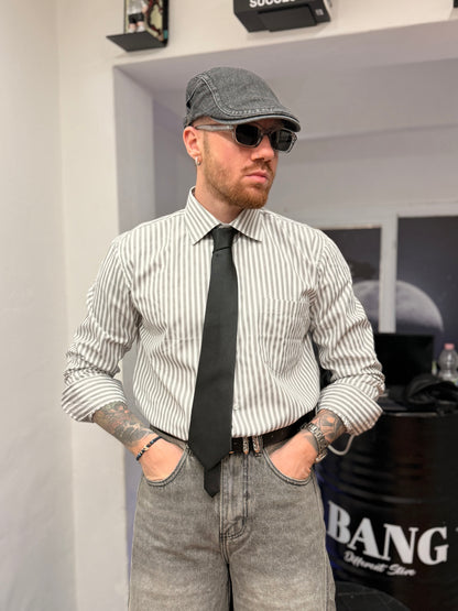 CAMICIA A RIGHE GRIGIA