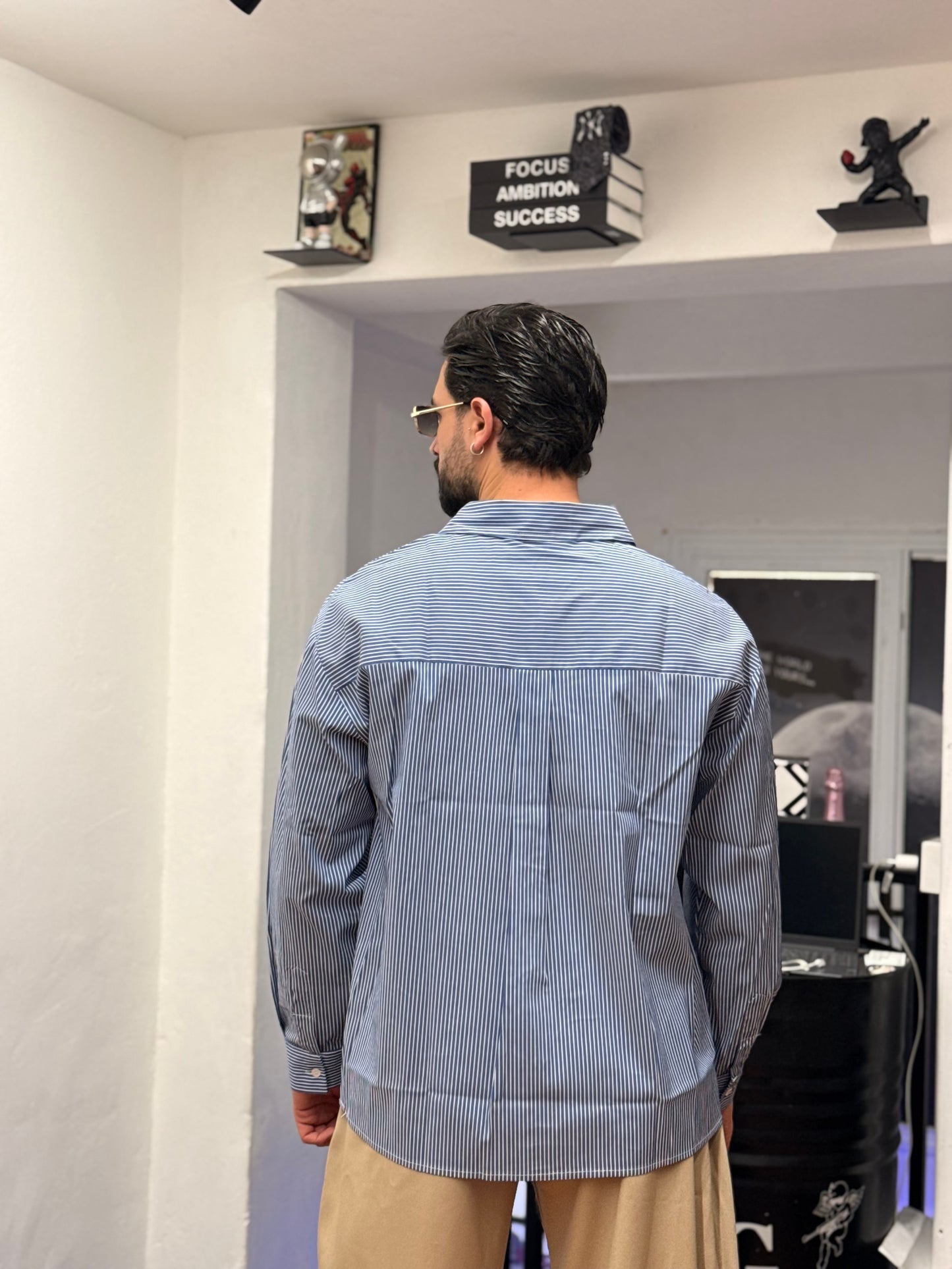 CAMICIA A RIGHE BLU
