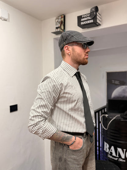CAMICIA A RIGHE GRIGIA