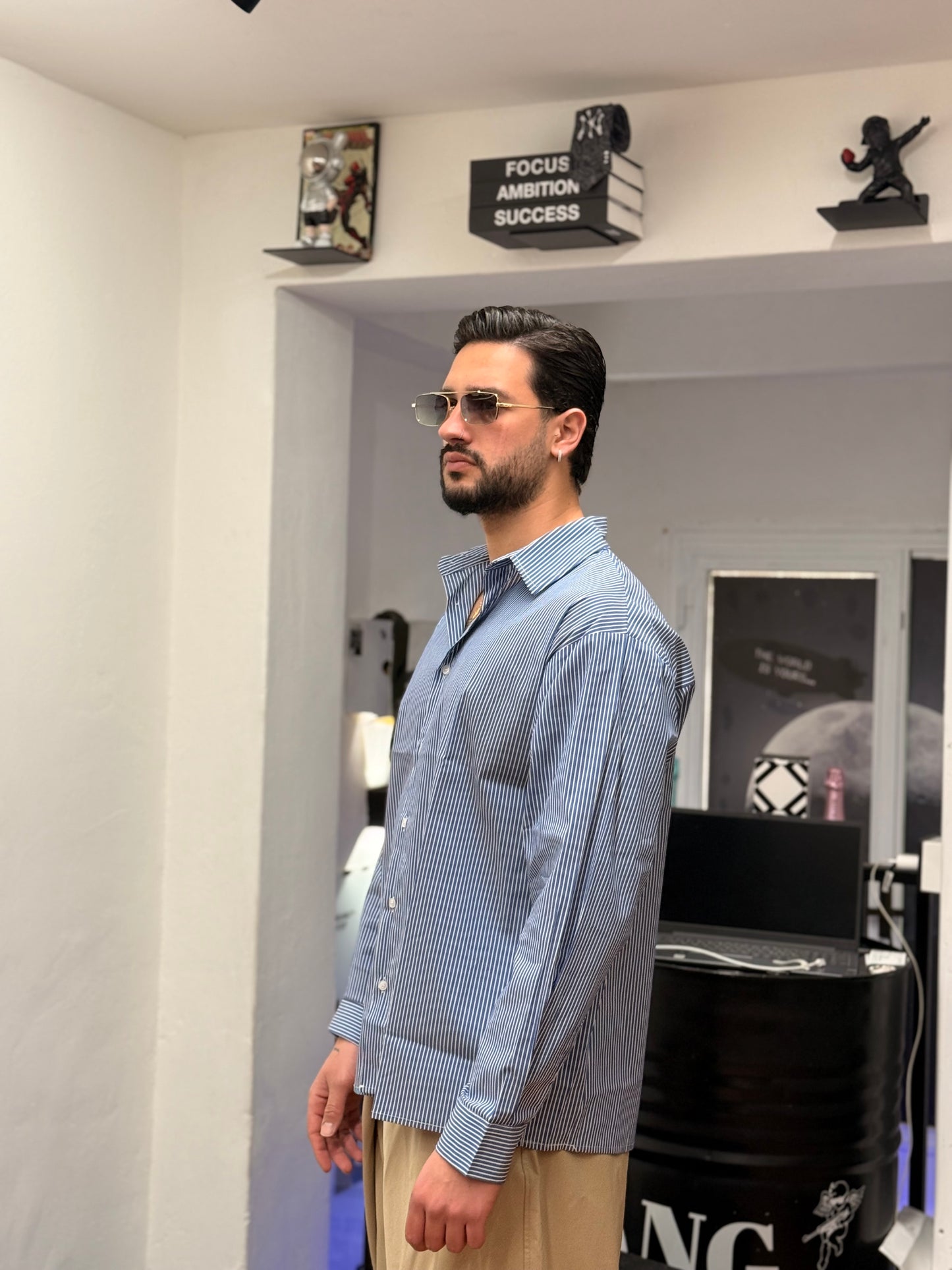 CAMICIA A RIGHE BLU