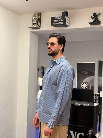 CAMICIA A RIGHE BLU