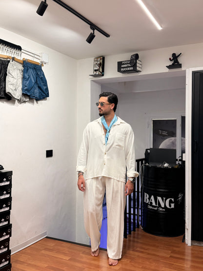 CAMICIA OVER IN LINO BIANCA