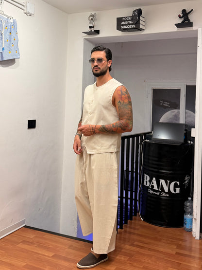 COORDINATO DUBAI BEIGE IN LINO