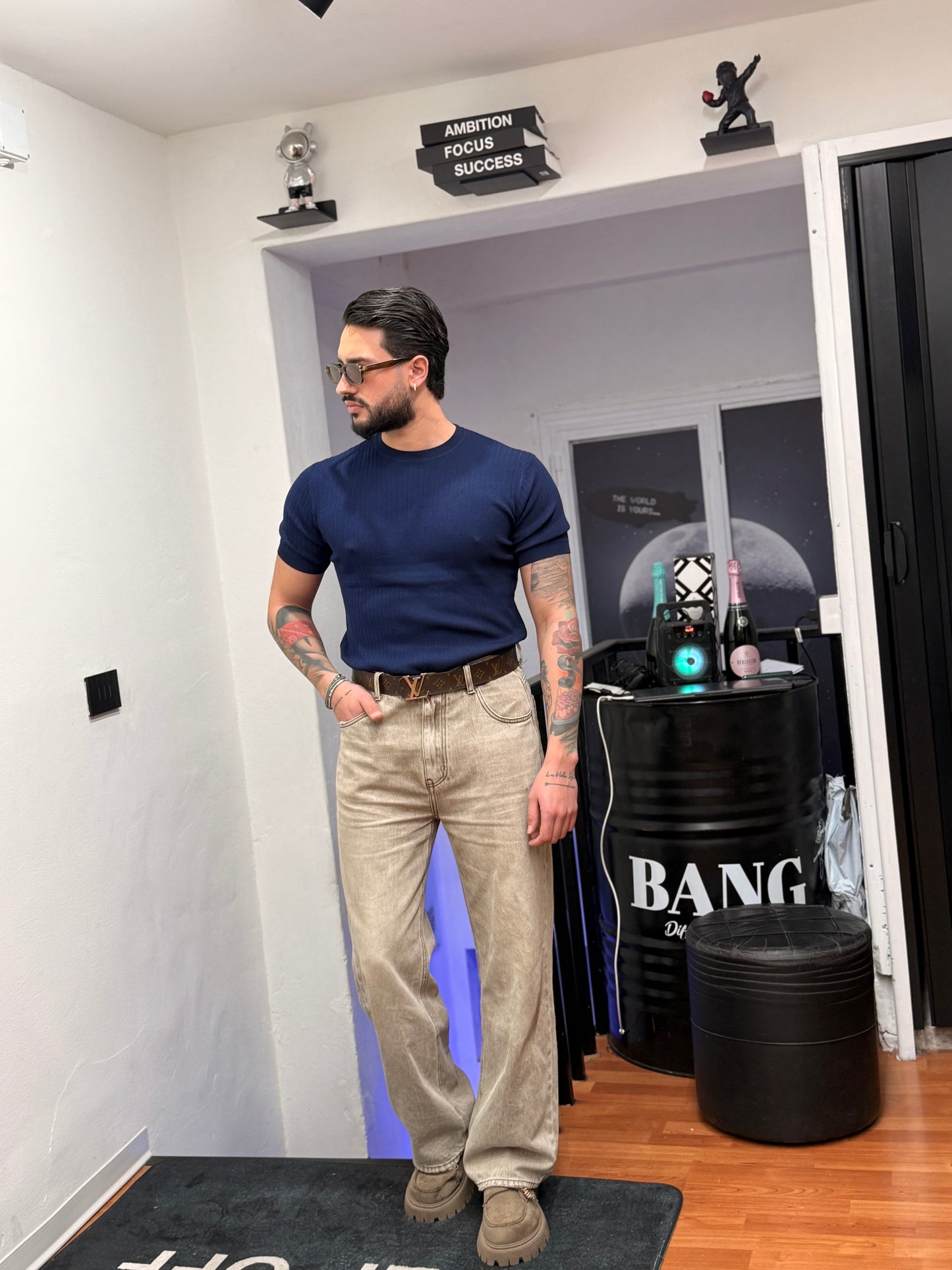 T-SHIRT FILO A COSTE BLU