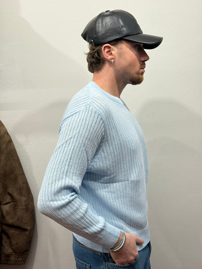 MAGLIONCINO CROP TRAFORATO CELESTE