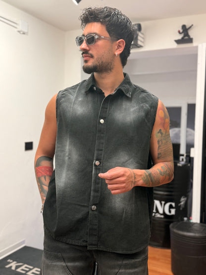 COORDINATO SLAVATO IN DENIM NERO