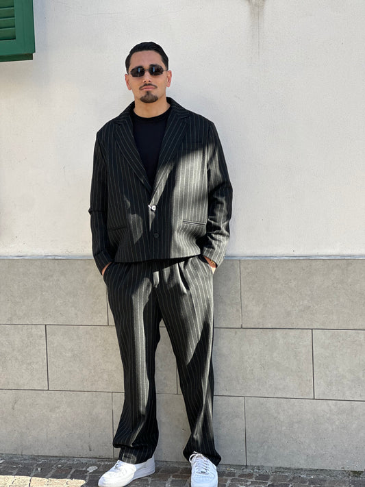 ABITO GESSATO FRESCO LANA NERO