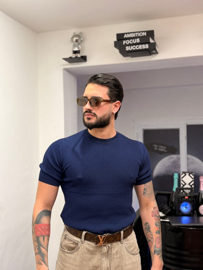 T-SHIRT FILO A COSTE BLU