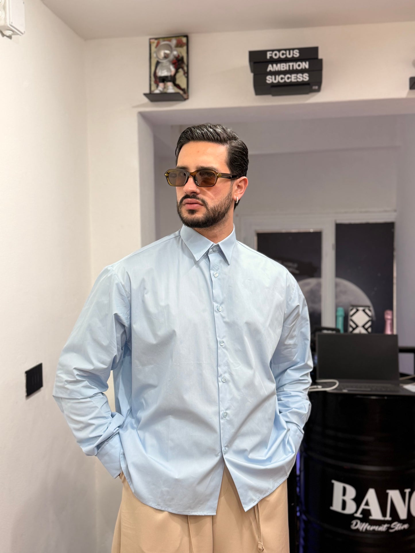 CAMICIA CROP CELESTE HYDO