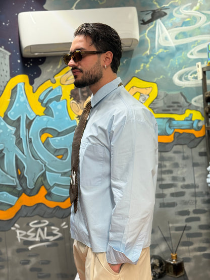 CAMICIA CROP CELESTE