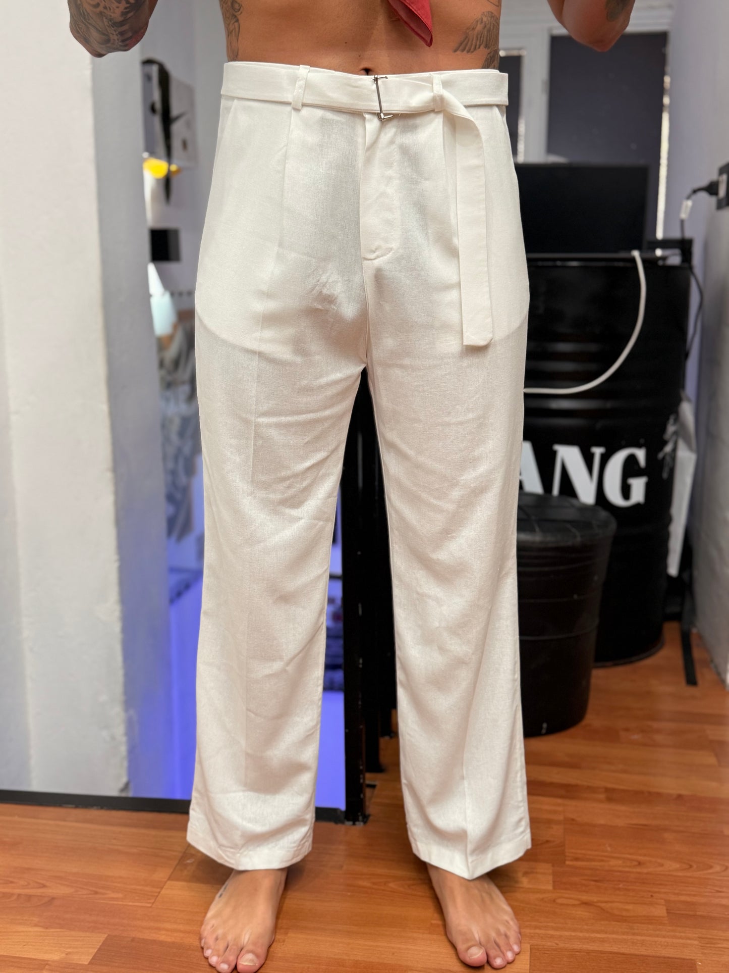 COORDINATO GOLD IN LINO BIANCO