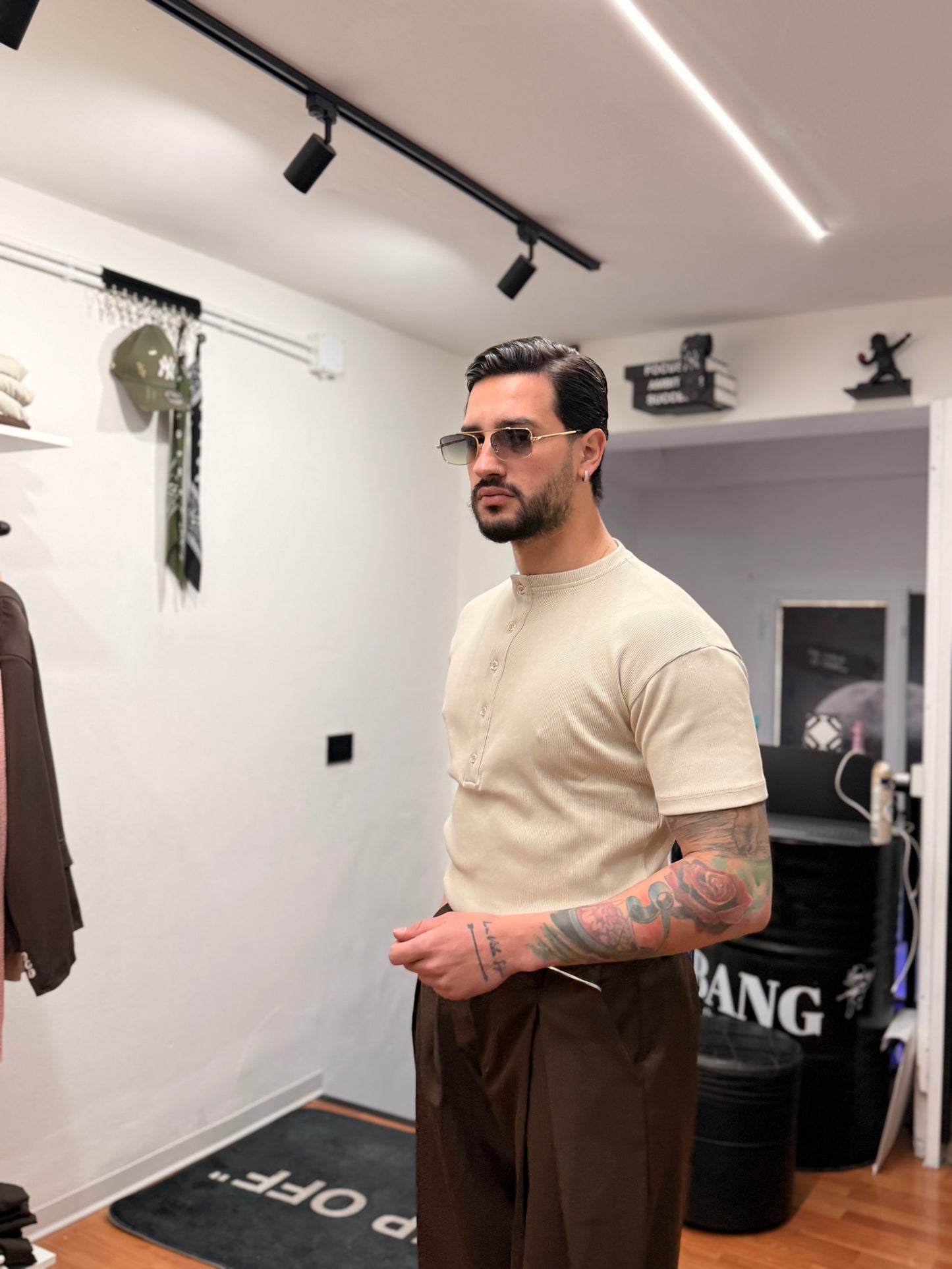 T-SHIRT SERAFINO A COSTE BEIGE