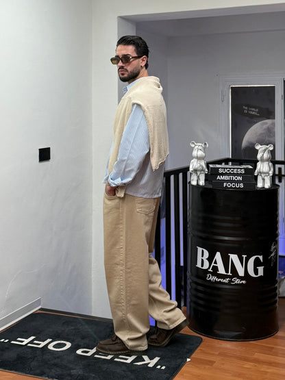 CAMICIA A RIGHE CROP CELESTE