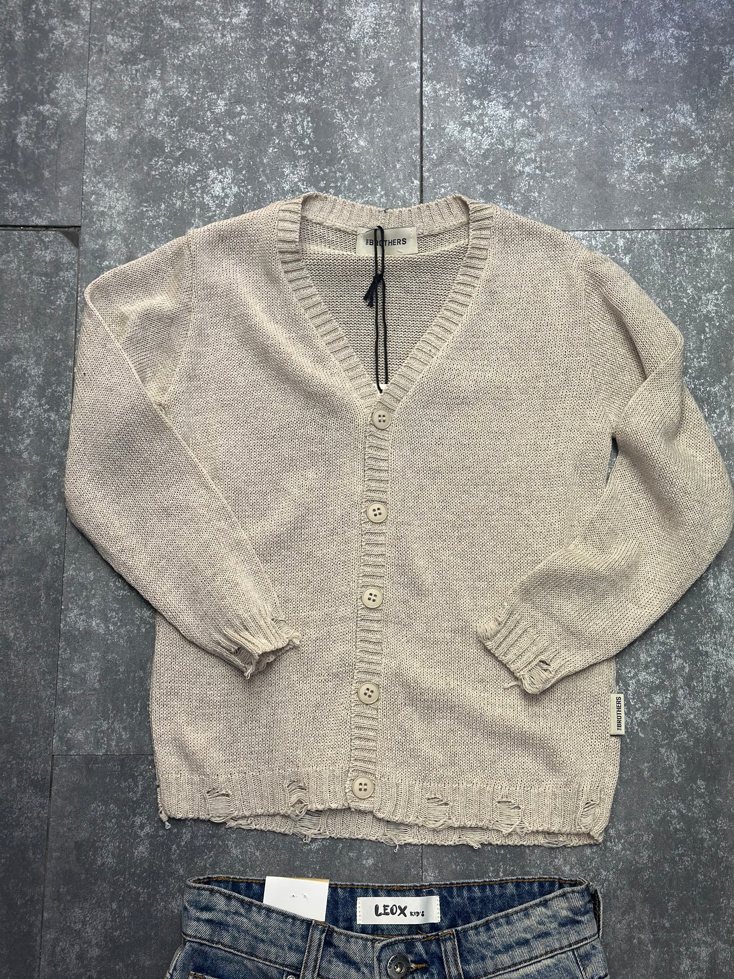 CARDIGAN DESTROYED BEIGE