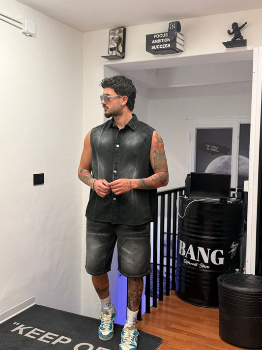 COORDINATO SLAVATO IN DENIM NERO