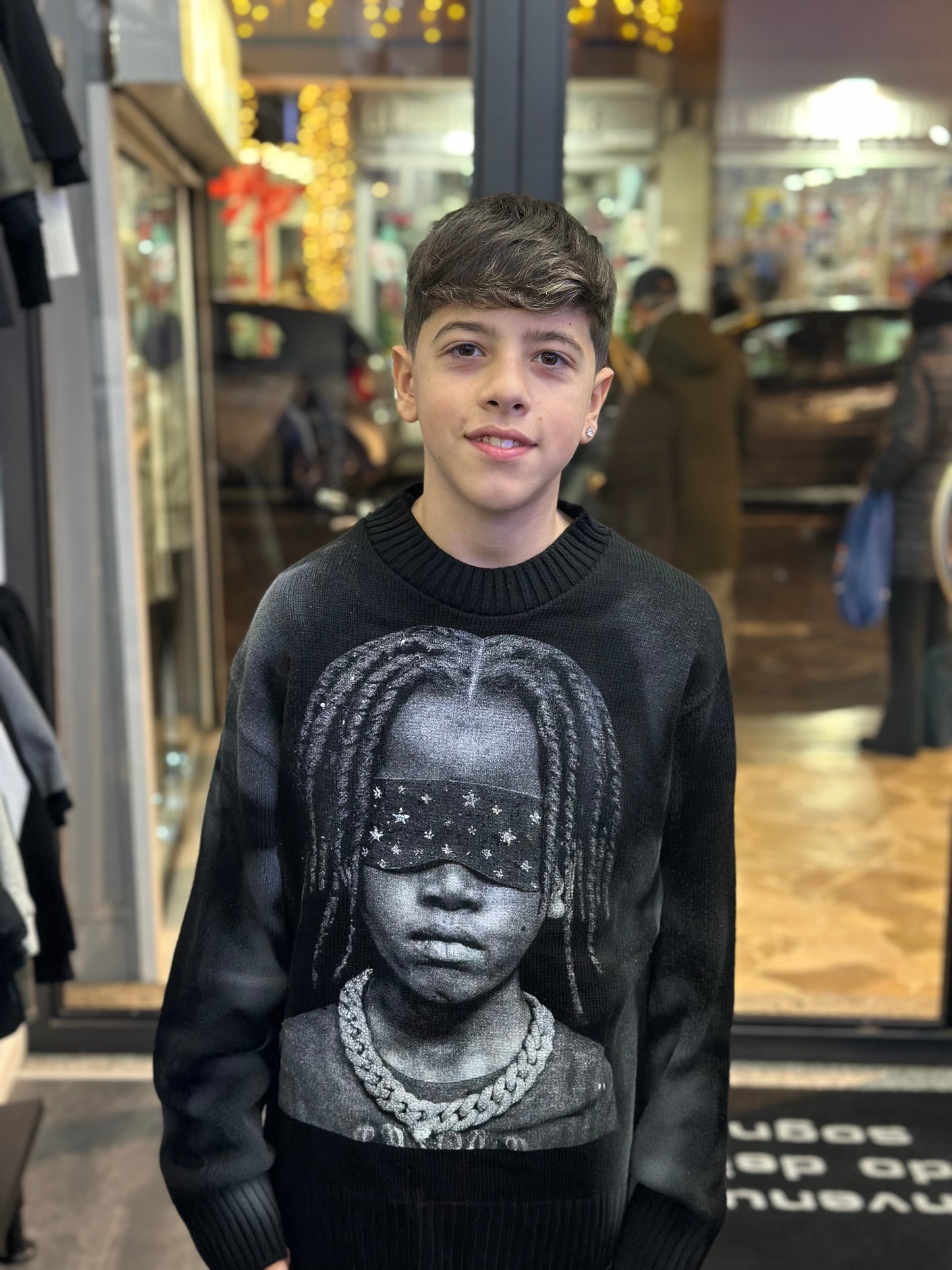 MAGLIONE STAMPATO NERO