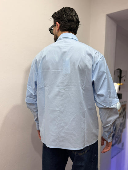CAMICIA OVER DOUBLE SLEEVE CELESTE