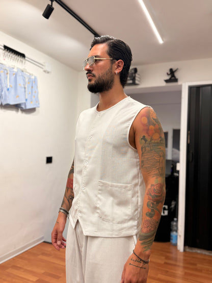 COORDINATO DUBAI BIANCO IN LINO