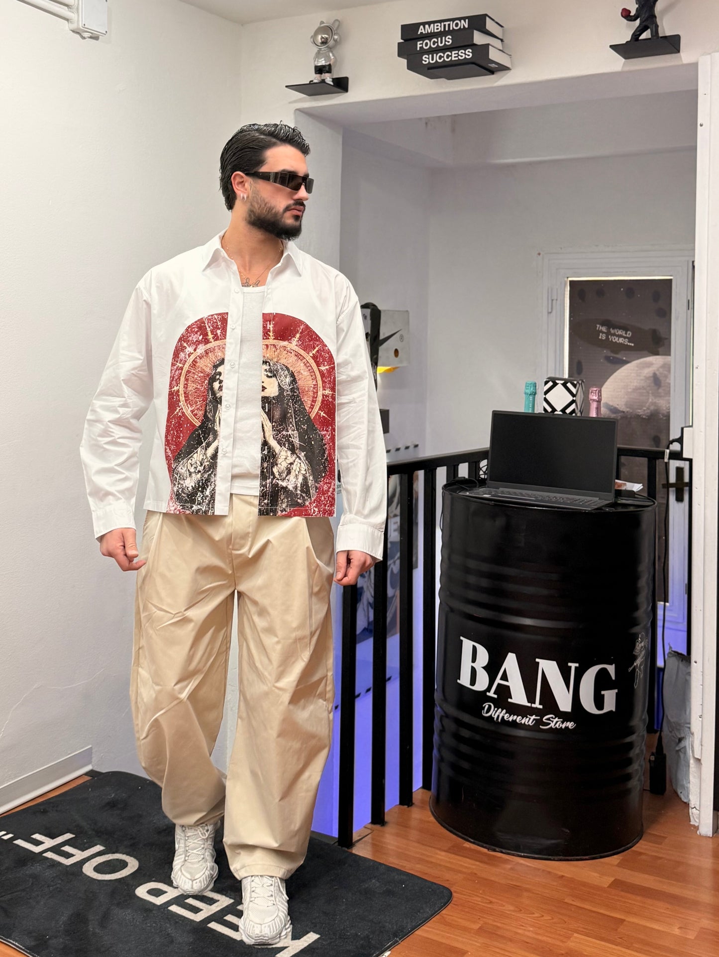 CAMICIA STAMPA CROP BIANCA