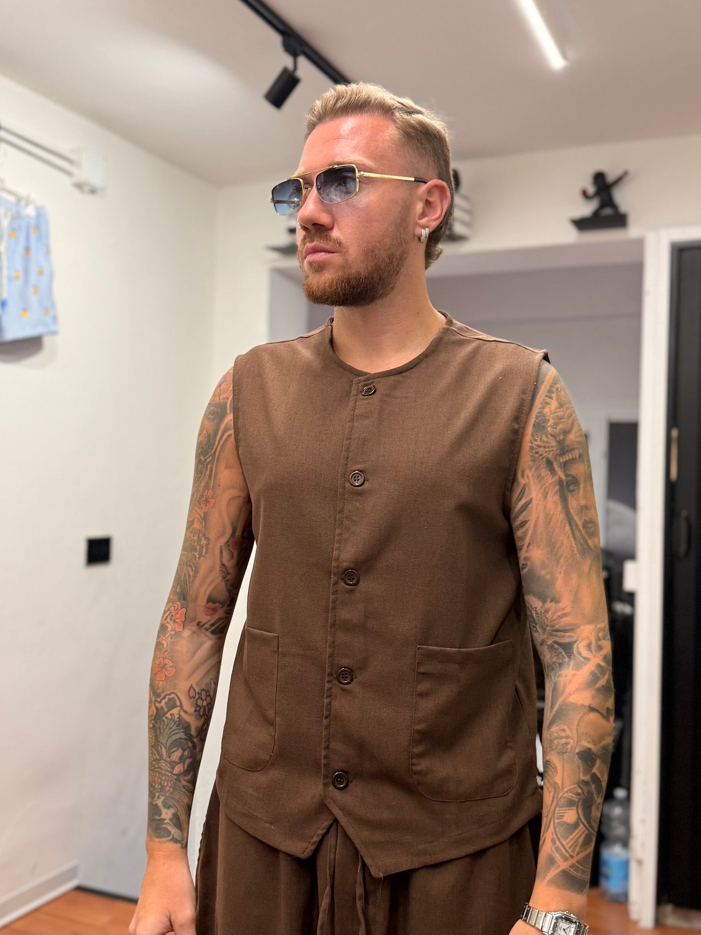 COORDINATO DUBAI MORO IN LINO