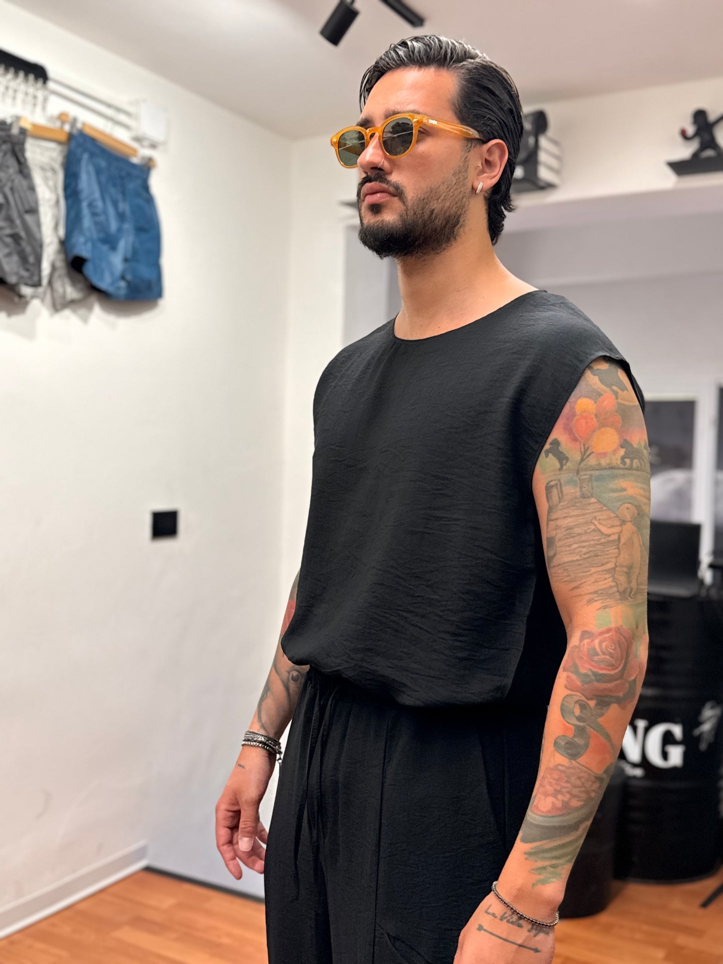 COORDINATO TALUM NERO IN LINO