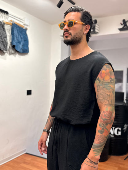 COORDINATO TALUM NERO IN LINO