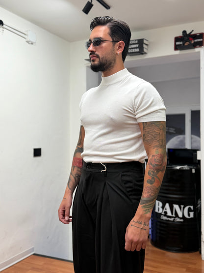 T-SHIRT MEZZO COLLO IN FILO