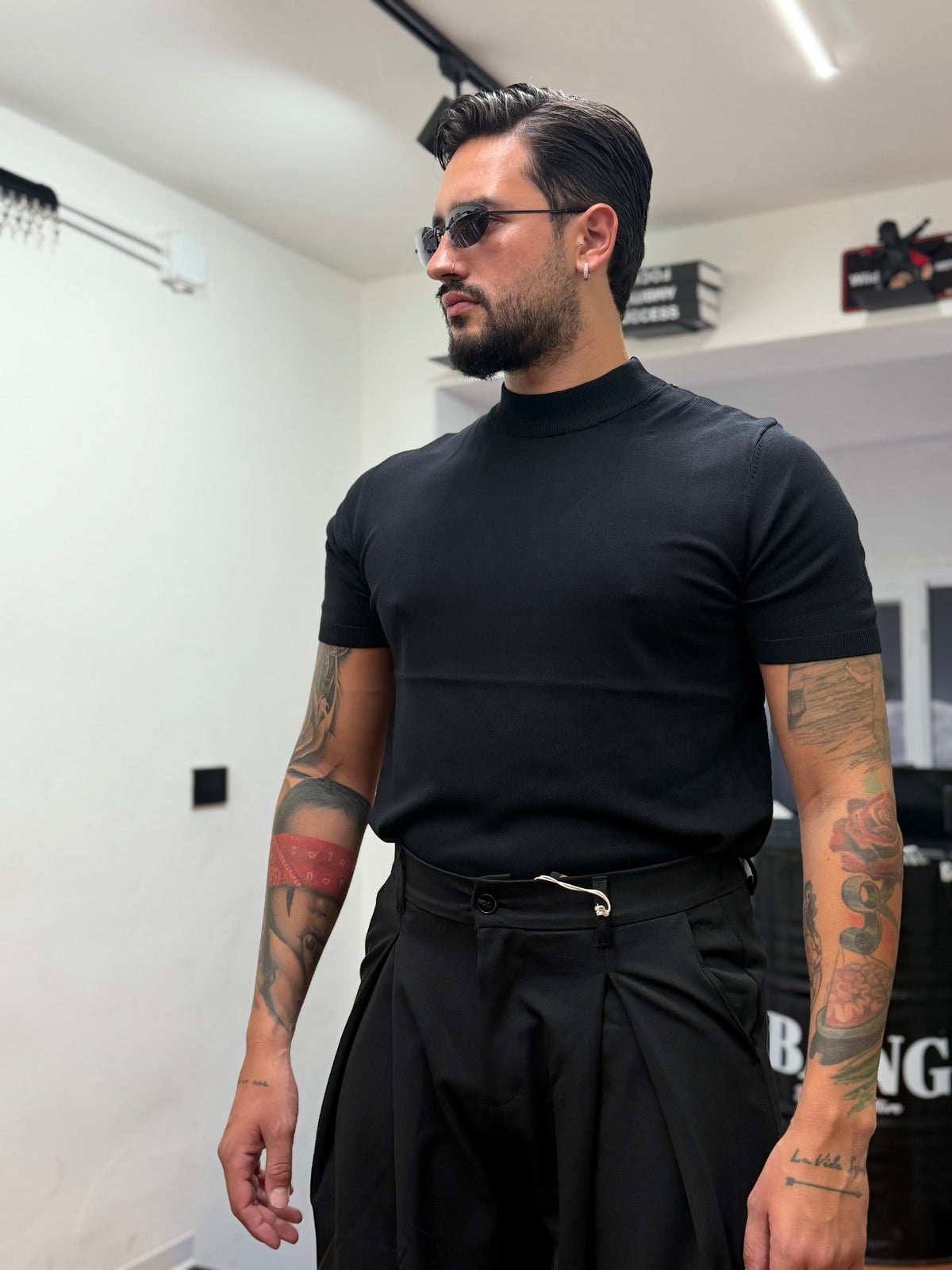 T-SHIRT MEZZO COLLO IN FILO