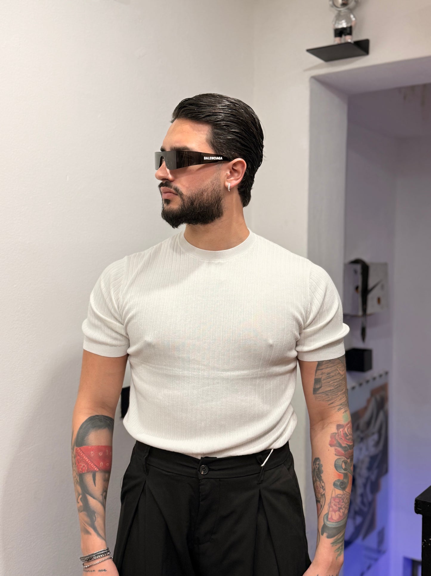 T-SHIRT FILO A COSTE BIANCA