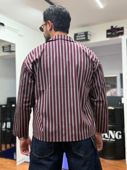 CAMICIA CROP A RIGHE BORDEAUX