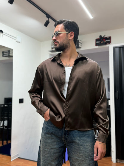 CAMICIA CROP IN RASO MORO