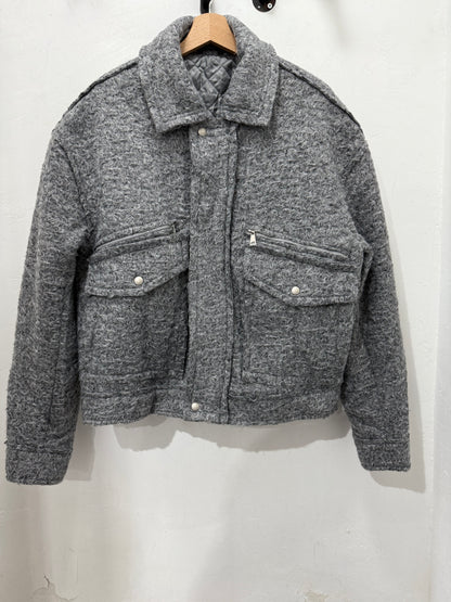 JACKET TEDDY CROP GRIGIO